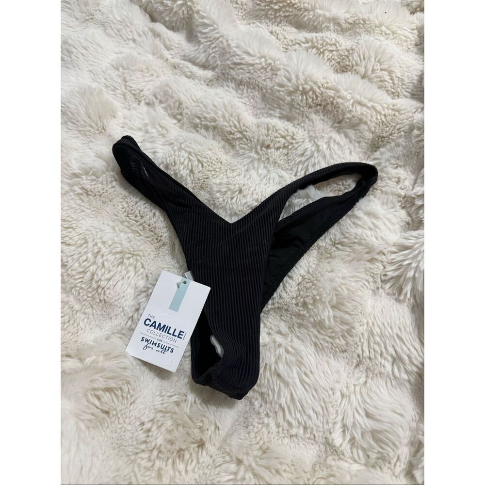 NWT Swimsuits For All Camille Collection Black Ribbed  Swimsuit bottom S